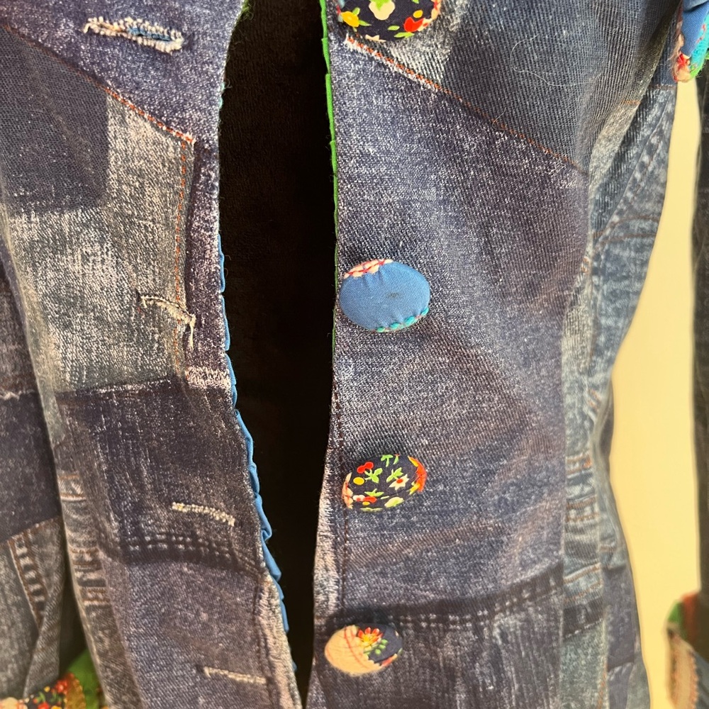 Colorful Patchwork Denim Jacket - image 5